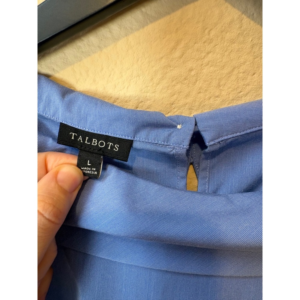 Talbots Womens Sabrina Blue Portrait Collar 3/4 Sleeve Cotton Blend Size L - Picture 3 of 8